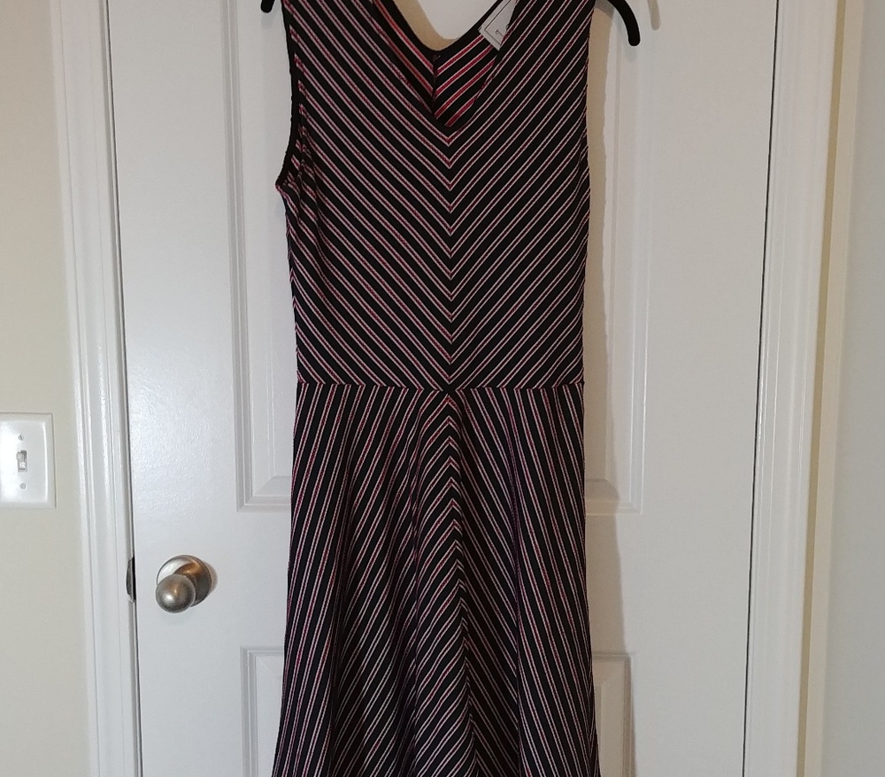 Red/white/navy stripe Leota skater dress